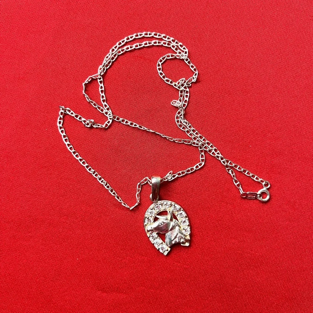 Elegant 925 strling Silver Necklace with‎ Horse Pendant